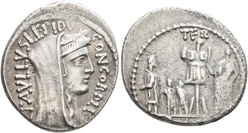 L. Aemilius Lepidus Paullus, 62 BC. Denarius (Silver, 20 mm, 3.84 g, 7 h), Rome....