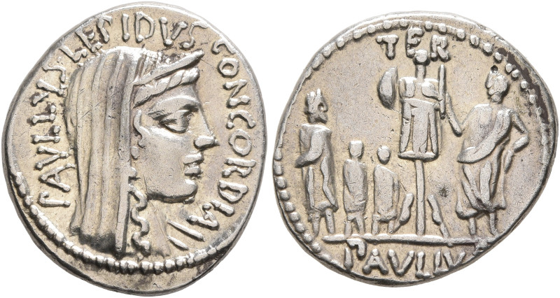 L. Aemilius Lepidus Paullus, 62 BC. Denarius (Silver, 19 mm, 3.64 g, 5 h), Rome....