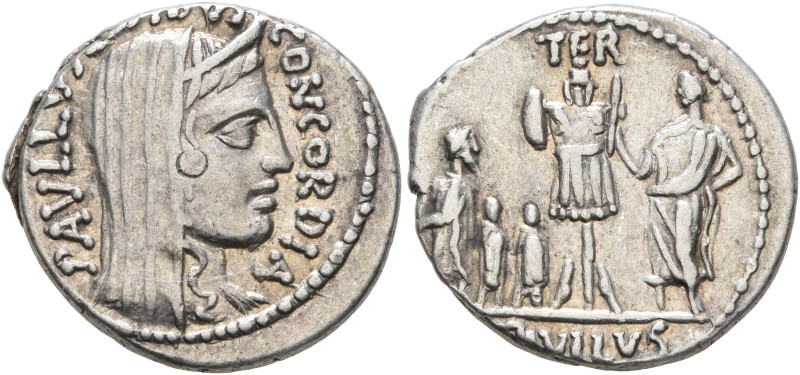 L. Aemilius Lepidus Paullus, 62 BC. Denarius (Silver, 18 mm, 3.79 g, 5 h), Rome....