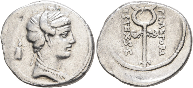 M. Plaetorius M.f. Cestianus, 57 BC. Denarius (Silver, 19 mm, 3.90 g, 12 h), Rom...