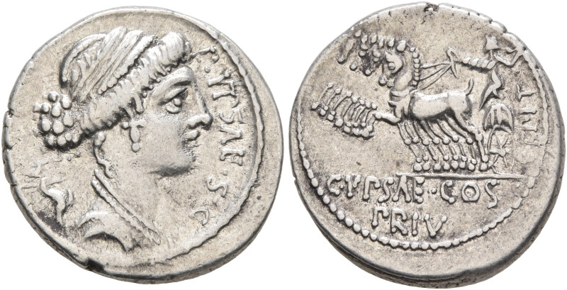 P. Plautius Hypsaeus, 57 BC. Denarius (Silver, 18 mm, 3.91 g, 3 h), Rome. P•VPSA...