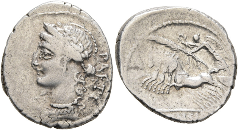 C. Considius Paetus, 46 BC. Denarius (Silver, 19 mm, 3.75 g, 3 h), Rome. [PAETI]...