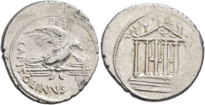 Petillius Capitolinus, 43 BC. Denarius (Silver, 19 mm, 3.87 g, 11 h), Rome. PETI...