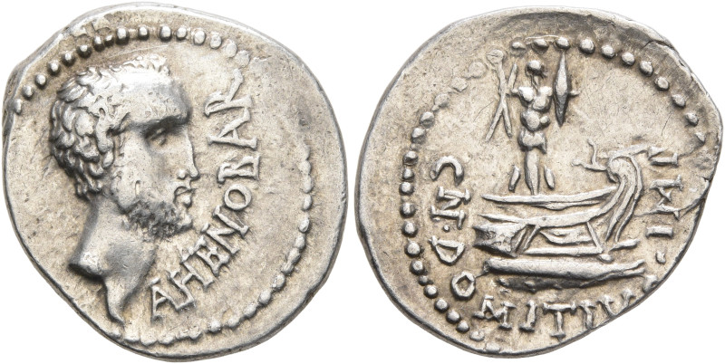 Cn. Domitius L.f. Ahenobarbus, 41 BC. Denarius (Silver, 20 mm, 3.84 g, 12 h), un...