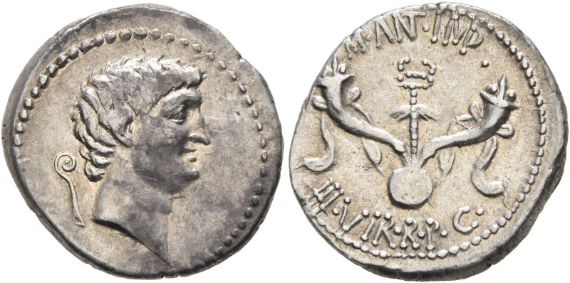 Mark Antony, 44-30 BC. Denarius (Silver, 18 mm, 3.92 g, 6 h), mint moving with A...