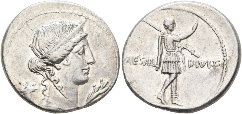 Octavian, 44-27 BC. Denarius (Silver, 19 mm, 4.01 g, 12 h), Rome, autumn 32-summ...