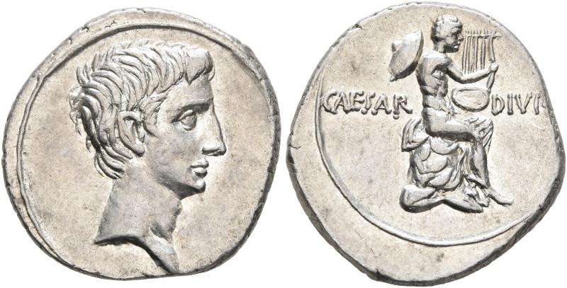 Octavian, 44-27 BC. Denarius (Silver, 20 mm, 3.92 g, 3 h), Brundisium or Rome, c...