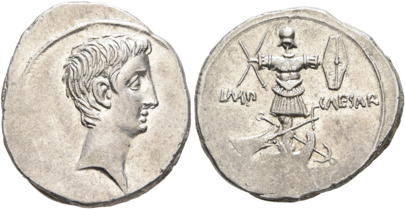 Octavian, 44-27 BC. Denarius (Silver, 20 mm, 3.85 g, 10 h), uncertain mint in It...