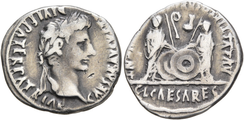 Augustus, 27 BC-AD 14. Denarius (Silver, 19 mm, 3.74 g, 7 h), Lugdunum, 2 BC-AD ...