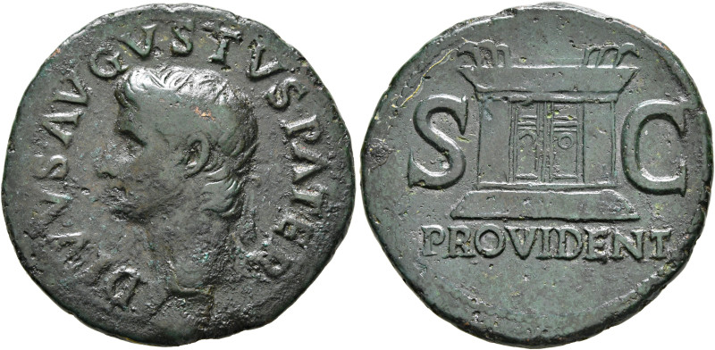 Divus Augustus, died AD 14. As (Bronze, 29 mm, 10.64 g, 7 h), Rome, struck under...