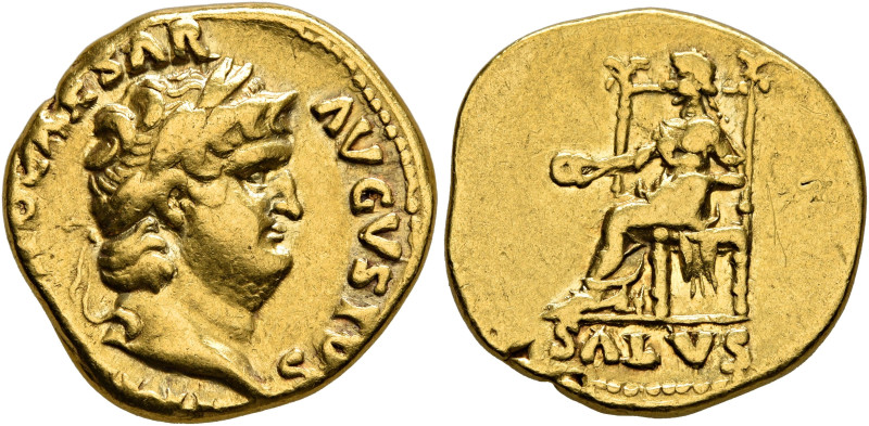 Nero, 54-68. Aureus (Gold, 18 mm, 7.20 g, 7 h), Rome, circa 66-67. IM[P NE]RO CA...