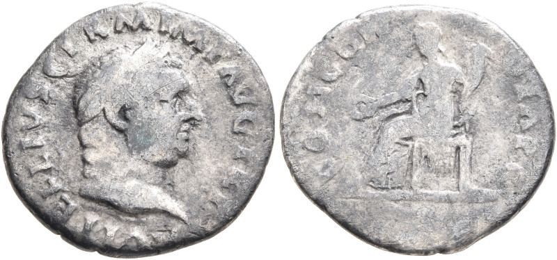 Vitellius, 69. Denarius (Silver, 18 mm, 2.60 g, 6 h), Rome, late April-20 Decemb...