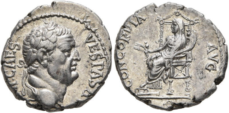 Vespasian, 69-79. Denarius (Silver, 17 mm, 3.56 g, 1 h), Ephesus, 69-70. IMP CAE...