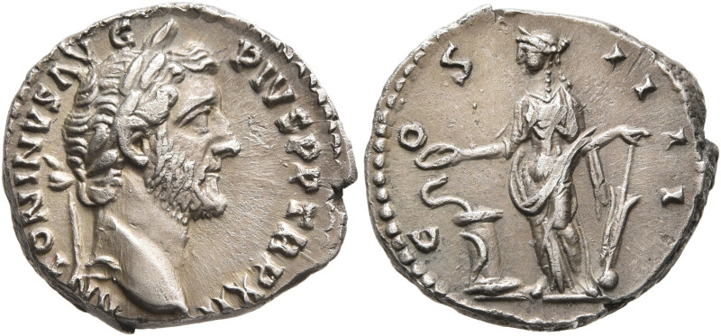 Antoninus Pius, 138-161. Denarius (Silver, 17 mm, 3.11 g, 6 h), Rome, 148-149. A...