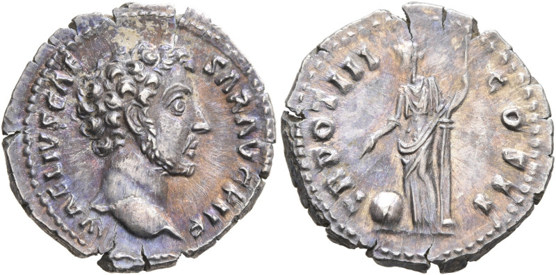 Marcus Aurelius, as Caesar, 139-161. Denarius (Silver, 18 mm, 3.21 g, 6 h), Rome...