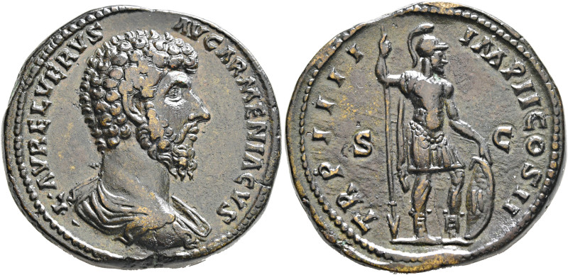 Lucius Verus, 161-169. Sestertius (Orichalcum, 33 mm, 26.01 g, 12 h), Rome, 164....