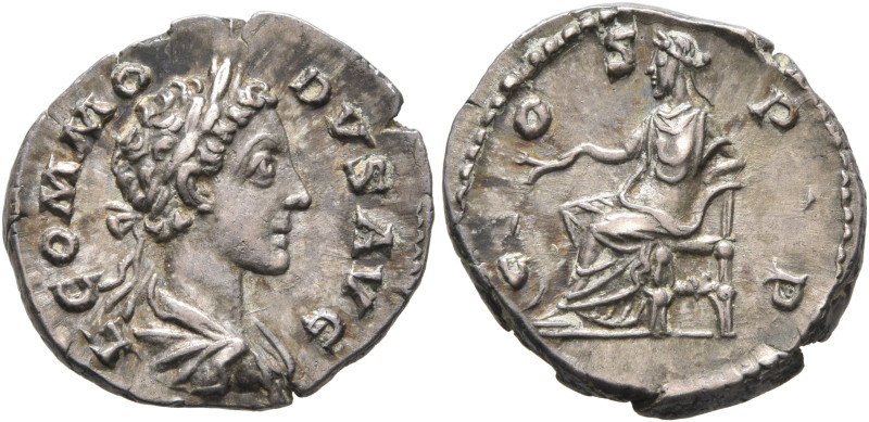 Commodus, 177-192. Denarius (Silver, 18 mm, 3.27 g, 6 h), Rome, 177-178. L COMMO...