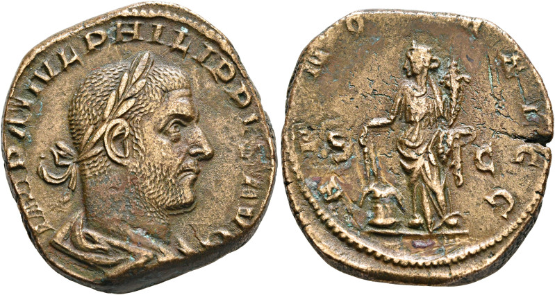 Philip I, 244-249. Sestertius (Orichalcum, 28 mm, 20.83 g, 6 h), Rome, 245-246. ...