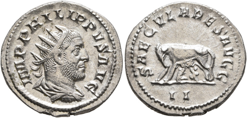 Philip I, 244-249. Antoninianus (Silver, 22 mm, 2.87 g, 12 h), Rome, 248. IMP PH...