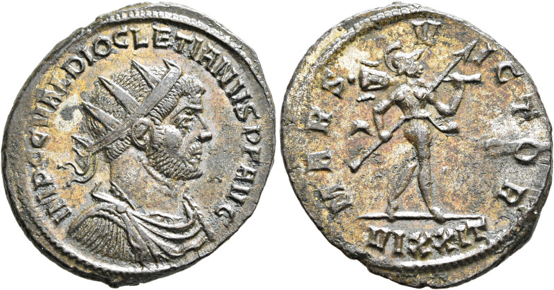 Diocletian, 284-305. Antoninianus (Silvered bronze, 22 mm, 4.04 g), Ticinum, 285...