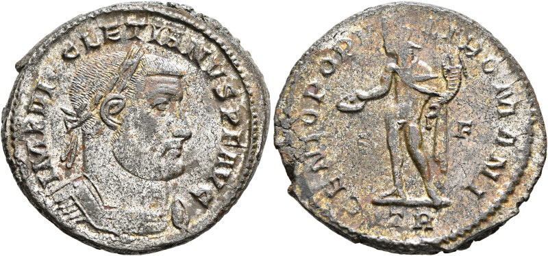 Diocletian, 284-305. Follis (Silvered bronze, 29 mm, 11.33 g, 6 h), Treveri, cir...