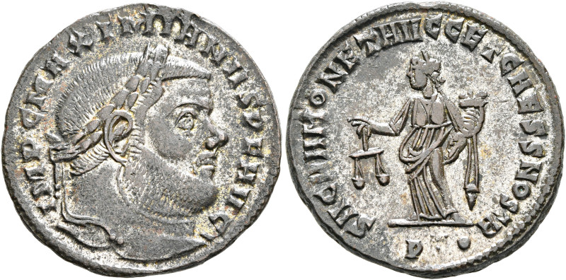 Maximianus, first reign, 286-305. Follis (Silvered bronze, 26 mm, 8.88 g, 12 h),...