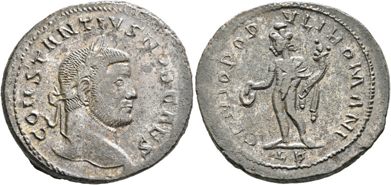 Constantius I, as Caesar, 293-305. Follis (Silvered bronze, 29 mm, 12.40 g, 12 h...