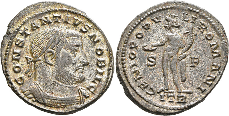 Constantius I, as Caesar, 293-305. Follis (Silvered bronze, 29 mm, 9.56 g, 6 h),...