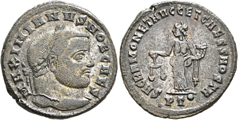 Galerius, as Caesar, 293-305. Follis (Silvered bronze, 27 mm, 8.76 g, 6 h), Tici...