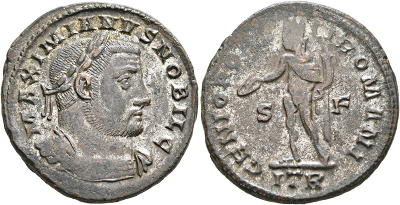 Galerius, as Caesar, 293-305. Follis (Silvered bronze, 28 mm, 10.62 g, 6 h), Tre...