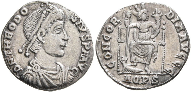 Theodosius I, 379-395. Siliqua (Silver, 17 mm, 1.69 g, 12 h), Aquileia, 379-383....