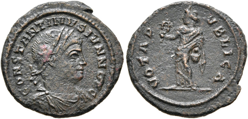 Festival of Isis. Constantine II, as Caesar, 316-337. AE (Bronze, 15 mm, 1.79 g,...