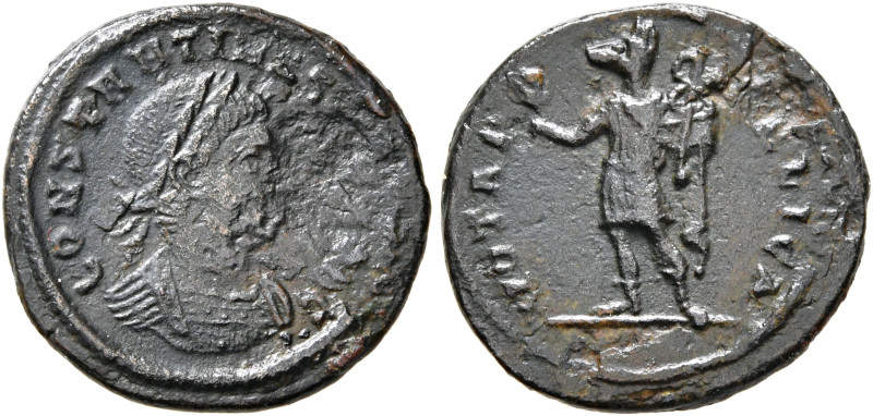 Festival of Isis. Constantine II, as Caesar, 316-337. AE (Bronze, 15 mm, 1.29 g,...