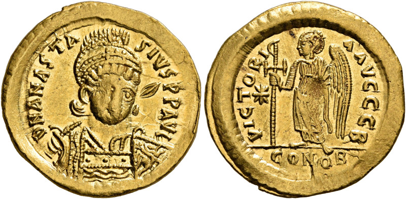 Anastasius I, 491-518. Solidus (Gold, 21 mm, 4.51 g, 6 h), Constantinopolis, cir...