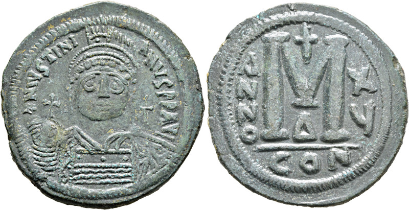 Justinian I, 527-565. Follis (Bronze, 39 mm, 23.12 g, 6 h), Constantinopolis, RY...