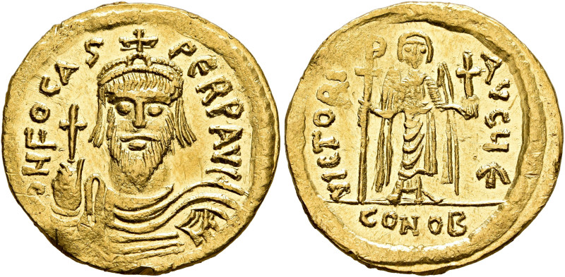 Phocas, 602-610. Solidus (Gold, 20 mm, 4.49 g, 6 h), Constantinopolis, 607-610. ...