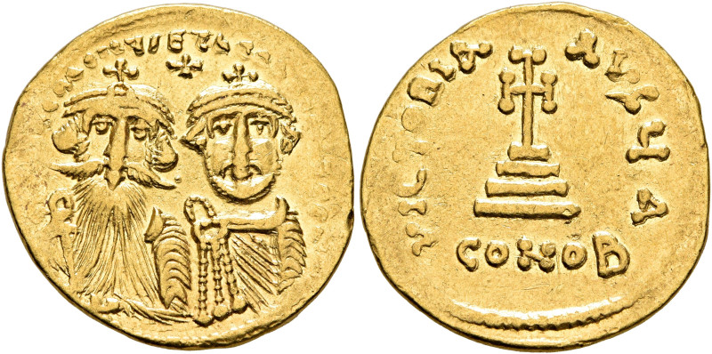 Heraclius, with Heraclius Constantine, 610-641. Solidus (Gold, 20 mm, 4.37 g, 6 ...