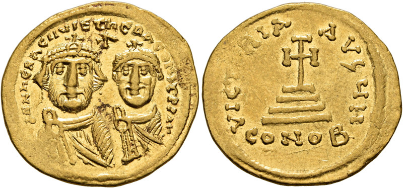 Heraclius, with Heraclius Constantine, 610-641. Solidus (Gold, 21 mm, 4.45 g, 6 ...