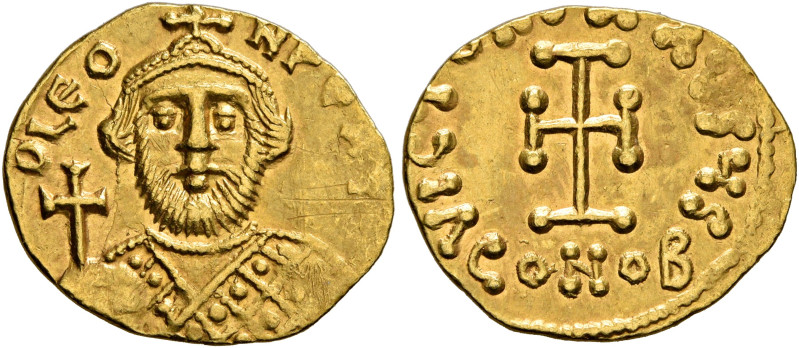 Leontius, 695-698. Tremissis (Gold, 16 mm, 1.39 g, 5 h), Constantinopolis. D LEO...