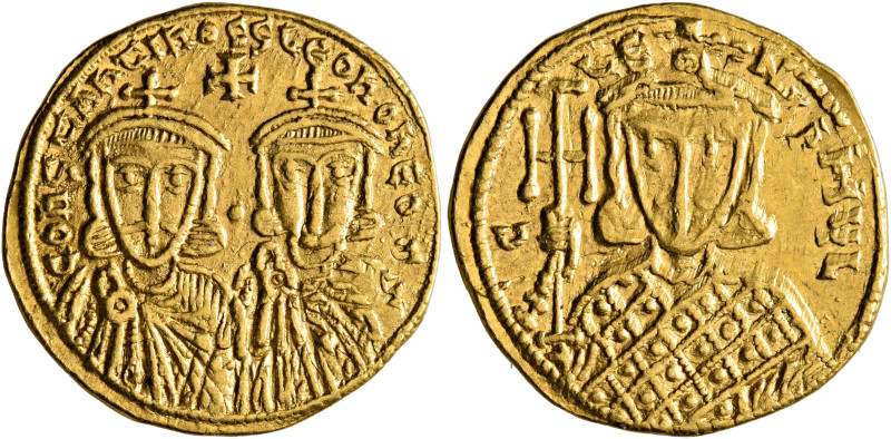 Constantine V Copronymus, with Leo IV, 741-775. Solidus (Gold, 20 mm, 4.35 g, 7 ...