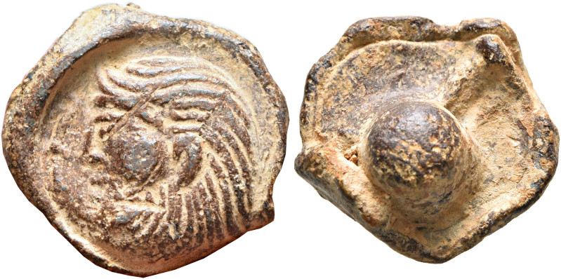 Uncertain, circa 3rd century. Seal (Lead, 17 mm, 6.61 g). Bearded head (Jupiter?...