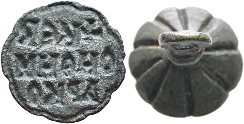 Markos, 9th century. Stamp Seal (Bronze, 19 mm, 9.08 g). +KE R/OHΘH M/APKO ('Lor...