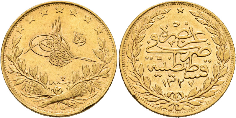 ISLAMIC, Ottoman Empire. Mehmed V Rashad, AH 1327-1336 / AD 1909-1918. 100 Kurus...