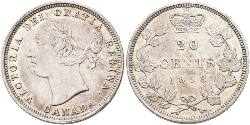 CANADA. Victoria, 1837-1901. 25 Cents 1858 (Silver, 23 mm, 4.63 g, 6 h), London....