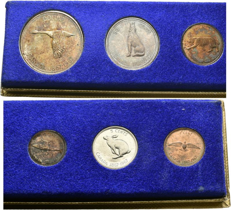 CANADA. Elizabeth II, 1952-2022. Coin Set 1967, consisting of 1 Dollar, 50 Cents...