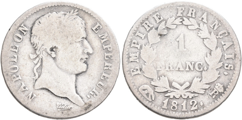 FRANCE, Premier Empire. Napoléon I, 1804-1814, 1815. 1 Franc 1812 (Silver, 23 mm...