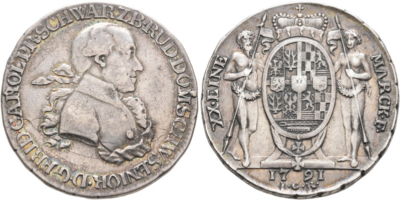 GERMANY. Schwarzburg-Rudolstadt. Friedrich Karl, 1790-1793. 1/2 Konventionstaler...