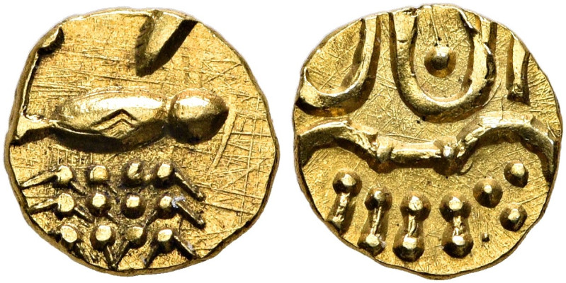 INDIA, Princely States. Cochin. 17th century. Half Fanam (Gold, 7 mm, 0.32 g, 12...