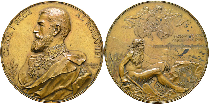 ROMANIA, Kingdom. Carol I, 1881-1914. Medal 1895 (Brass, 71 mm, 129.05 g, 12 h),...