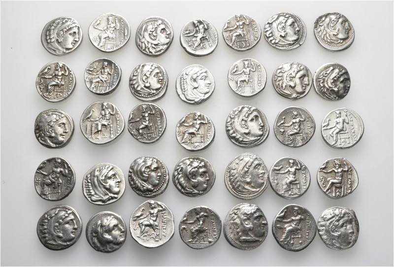 A lot containing 35 silver coins. All: Drachms of Alexander III 'the Great' and ...